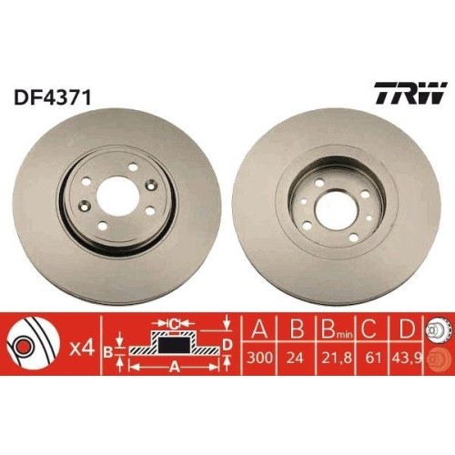 Bremsscheibe trw df4371 für - bremsscheibe,